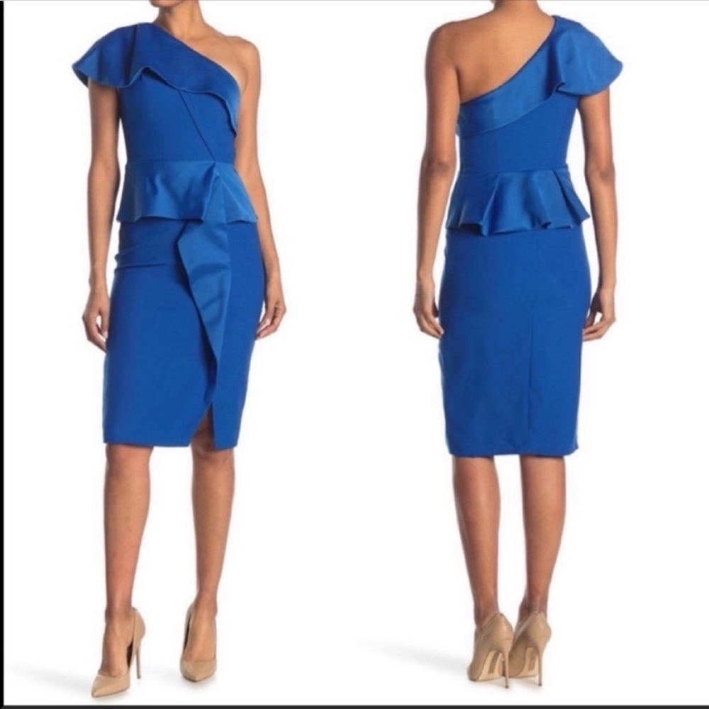 Ted Baker Blue One-Shoulder Midi Dress